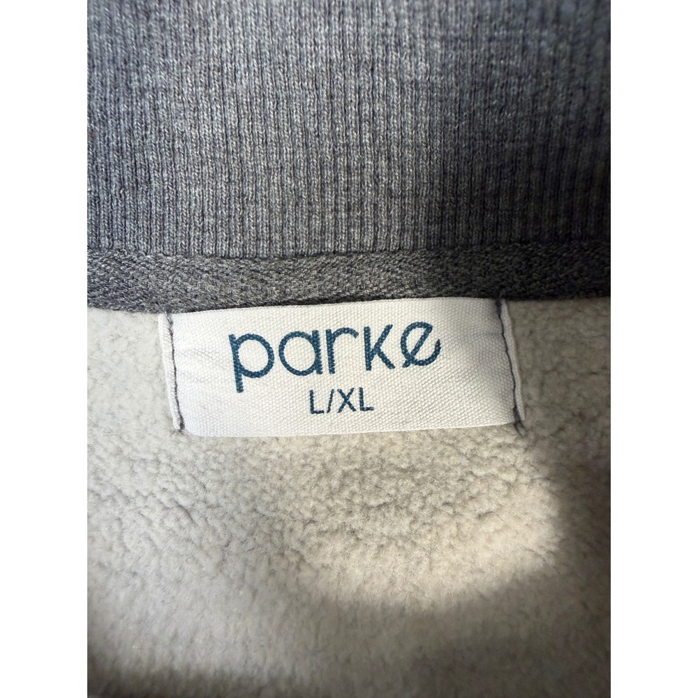 Parke Women Oversized Mock Neck Sweatshirt Charcoal Grey Varsity Logo L/XL - Picture 4 of 6